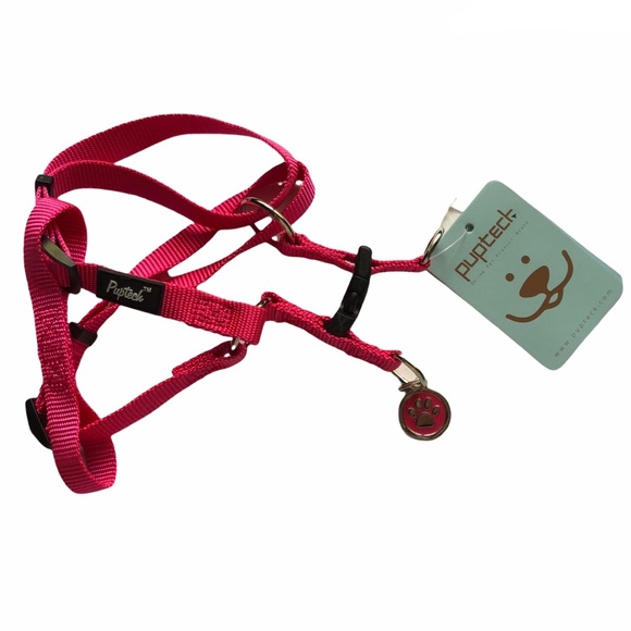 NEW PUPTECK PiNK No Pull Step-In Dog Puppy Harness Adjustable Paw Print Charm - Picture 12 of 12